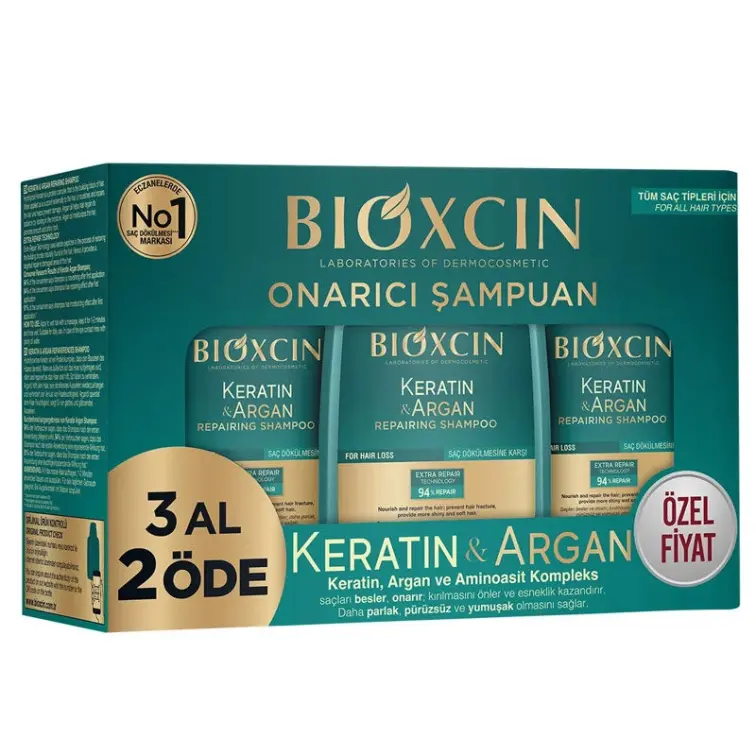 Bioxcin Keratin ve Argan Bariyer Onarıcı Şampuan - 3 al 2 öde | Dermoeczanem.com