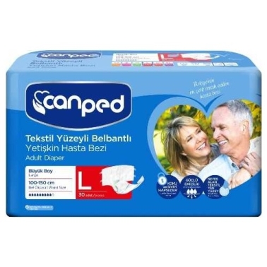 Canped Tekstil Yüzeyli Belbantlı Büyük Boy L 30'lu Hasta Bezi - 3