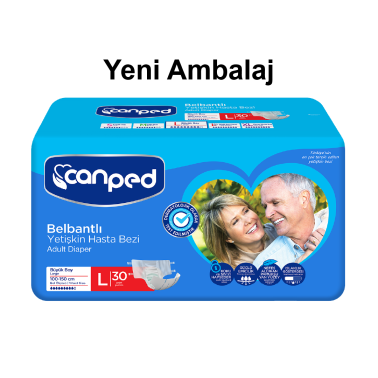 Canped Tekstil Yüzeyli Belbantlı Büyük Boy L 30'lu Hasta Bezi