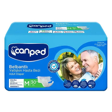 Canped Tekstil Yüzeyli Belbantlı Medium Hasta Bezi 30lu
