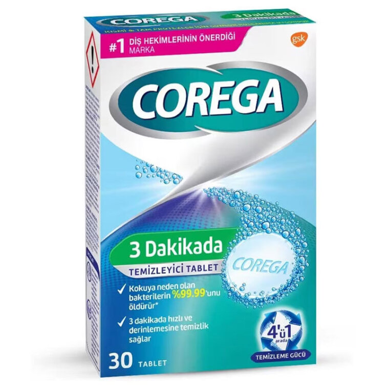 Corega Diş Protezi Temizleyici Tablet (30 Tablet) - 1