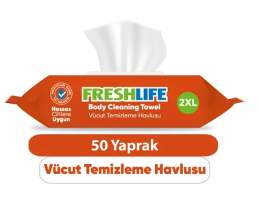 Freshlife Vücut Temizleme Havlusu 50'li Beyaz Sabun Kokulu