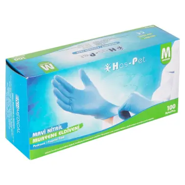 Has-pet Nitril Eldiven Mavi M 100'lü Paket
