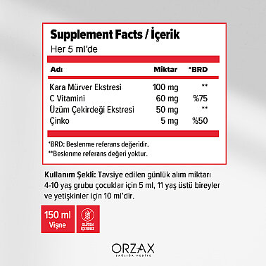 Orzax Ocean İmunol Sambucus Şurup 150 ml - 2