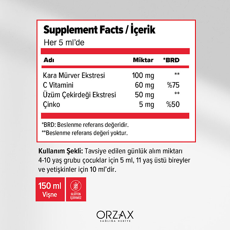 Orzax Ocean İmunol Sambucus Şurup 150 ml - 2