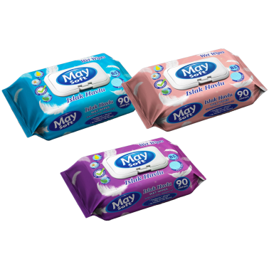 May Soft Islak Havlu 90'lı 3 Paket Küçük Boy