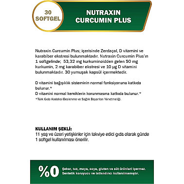 Nutraxin Curcumin Plus Takviye Edici Gıda 30 Yumuşak Kapsül - 4