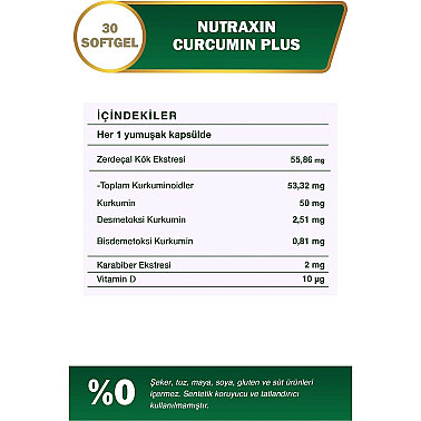 Nutraxin Curcumin Plus Takviye Edici Gıda 30 Yumuşak Kapsül - 5