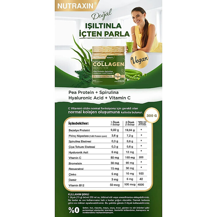 Nutraxin Vegan Collagen Booster 300 gr Toz - 3