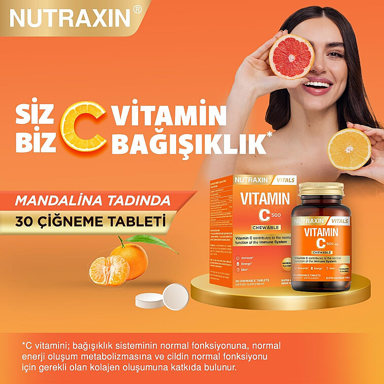 Nutraxin Vitamin C 500 mg 30 Çiğneme Tableti - 4