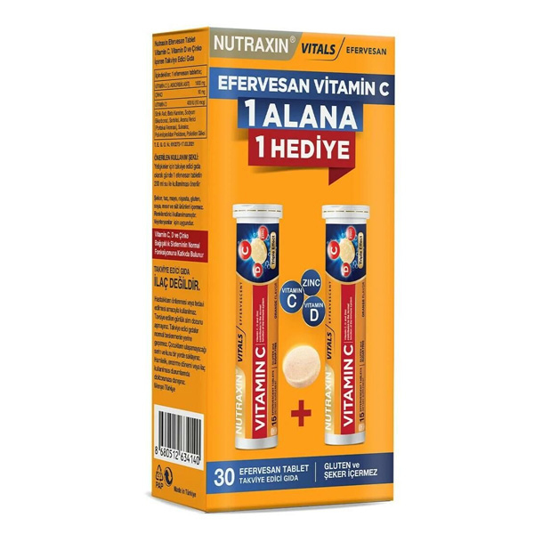 Nutraxin Vitamin C D Zinc 15 Efervesan Tablet - İkili Kofre - 6