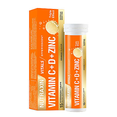 Nutraxin Vitamin C D Zinc 15 Efervesan Tablet - İkili Kofre