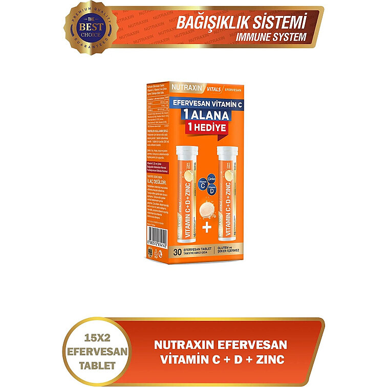 Nutraxin Vitamin C D Zinc 15 Efervesan Tablet - İkili Kofre - 3