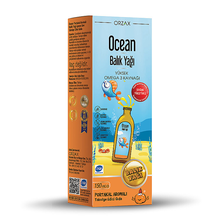 Ocean Portakal Aromalı Balık Yağı Şurubu 150 ml - 1