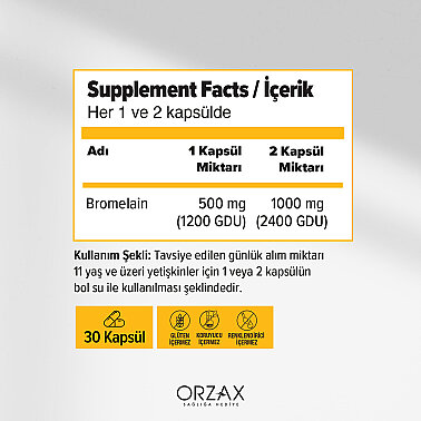 Orzax Ocean Bromelain 30 Kapsül - 2