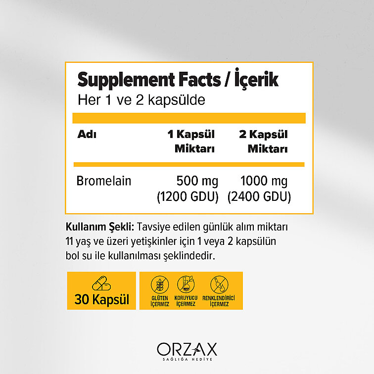 Orzax Ocean Bromelain 30 Kapsül - 2