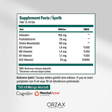 Orzax Ocean Cogniven Mango Aromalı 150 ml Sınav Seti Hediye - 2