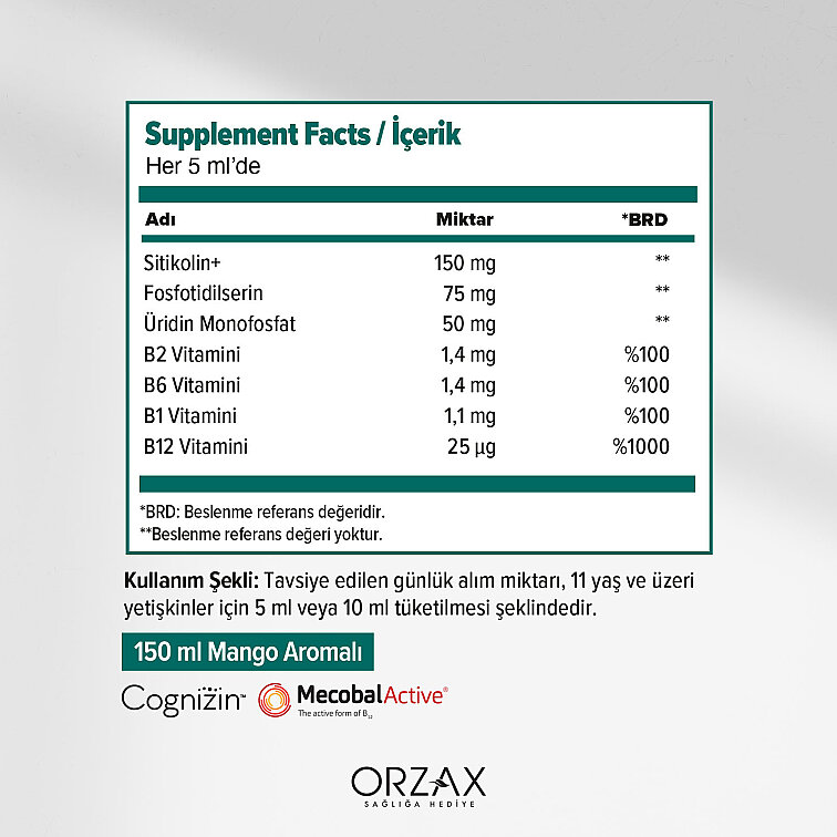 Orzax Ocean Cogniven Mango Aromalı 150 ml Sınav Seti Hediye - 2