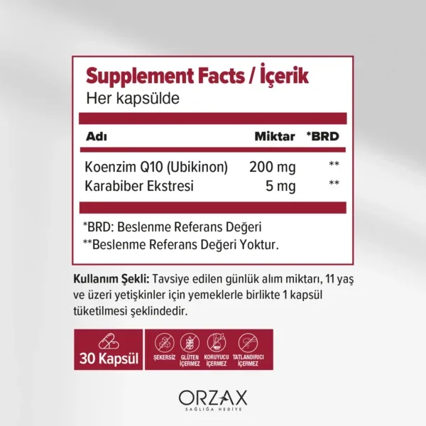 Orzax Ocean Koenzim Q10 200 mg Ubikinon 30 Kapsül - 2