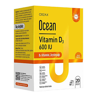 Orzax Ocean Vitamin D3 Sprey 600 IU 20 ML